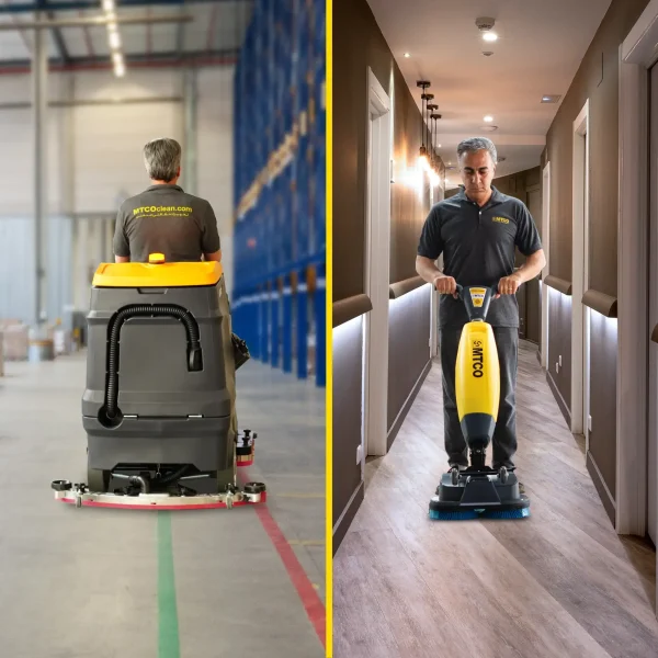 difference between a manual and a ride-on-01 تفاوت اسکرابر دستی و سرنشین دار